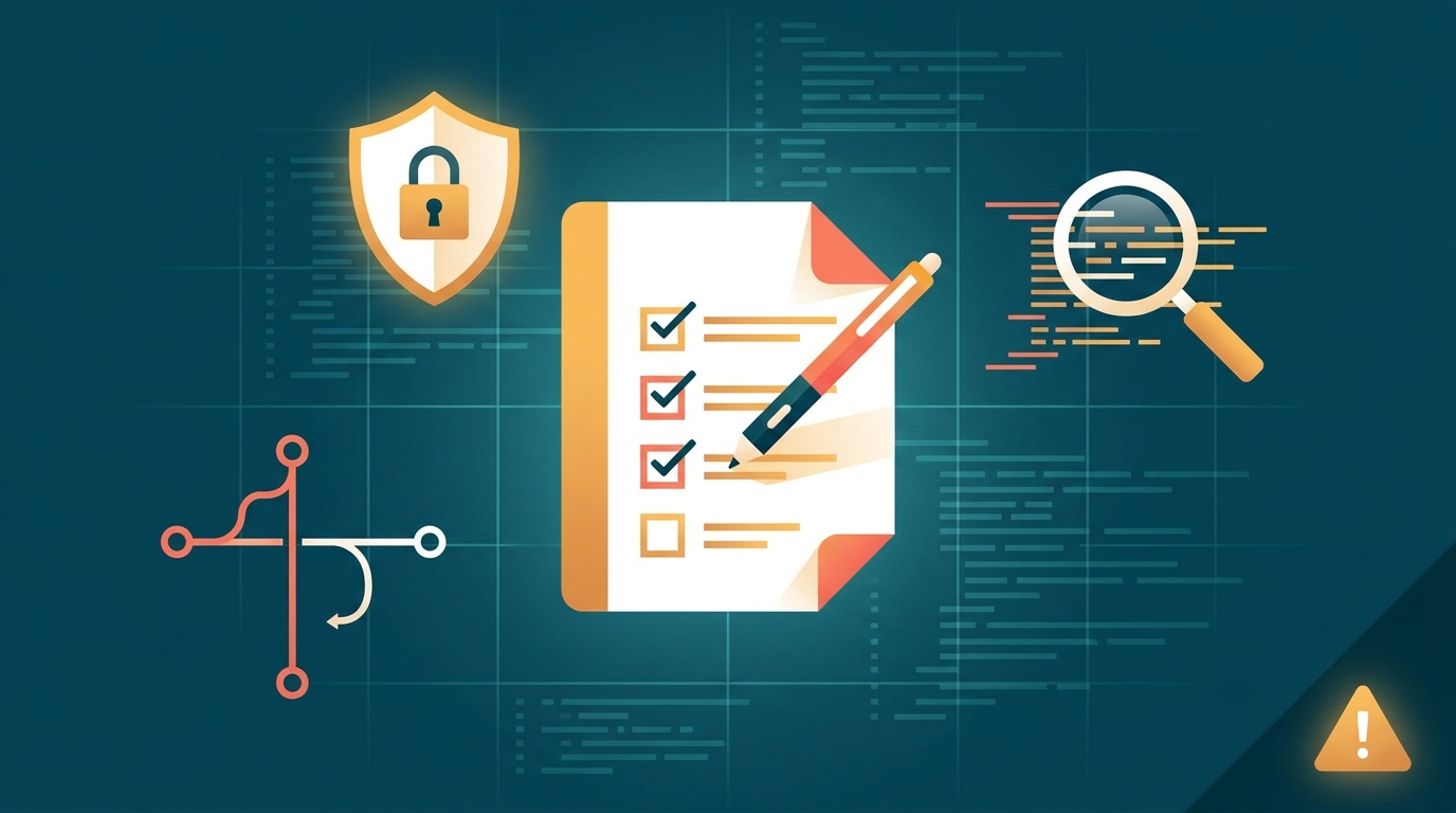 AI coding agent selection checklist with security and review icons